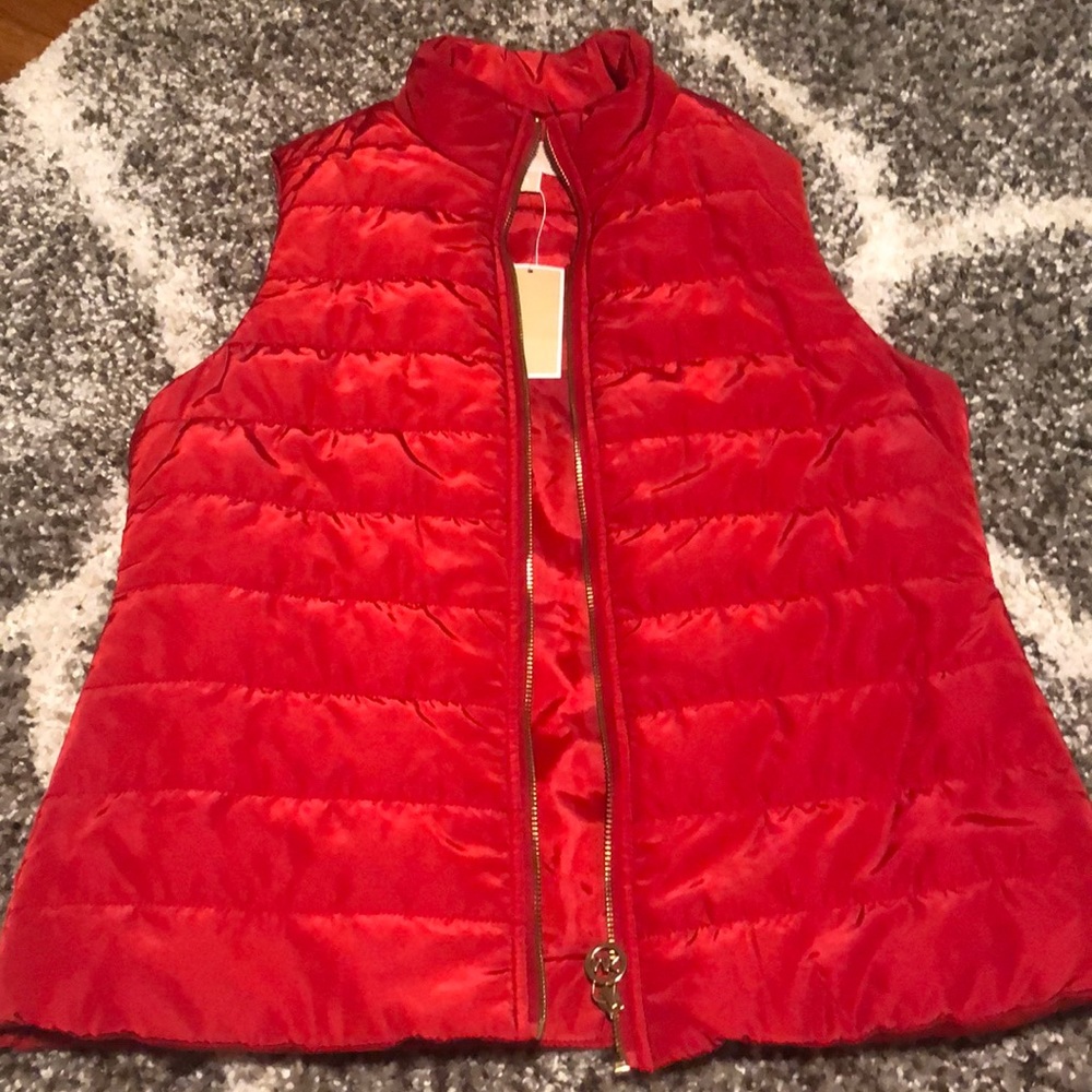 New With Tag Michael Kors Red Puffer Vest Small